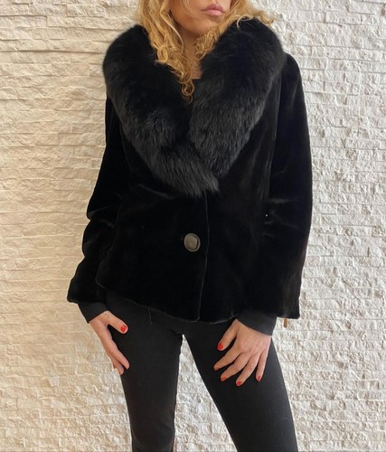 Pelliccia visone black con - black,